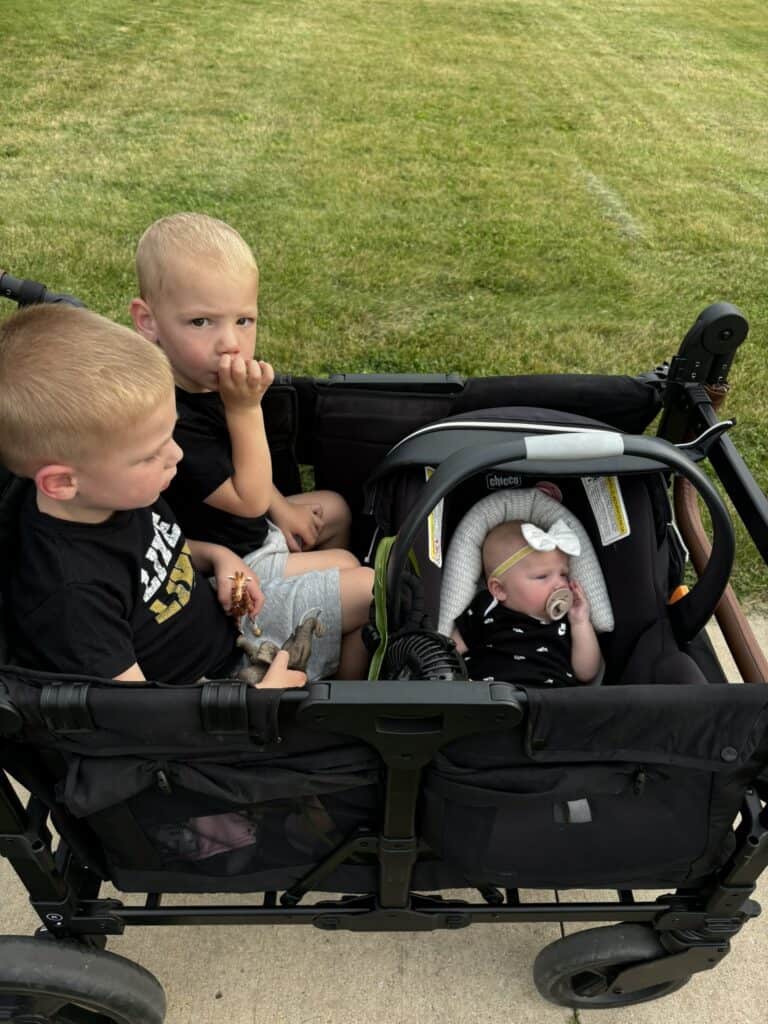 newborn with toddlers